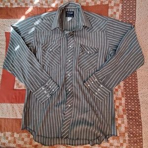 Wrangler Men's Cowboy Cut Pearl Snap Button Up. 16-35. Reg Fit Long Tail…